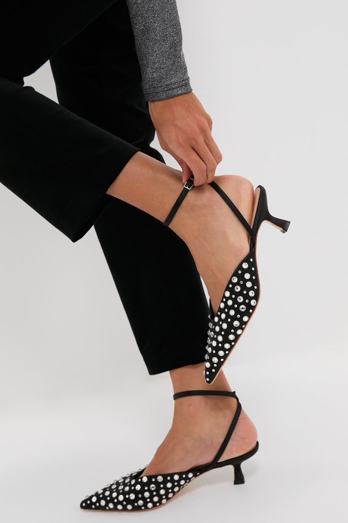 Black Satin with Crystal Rio Heels