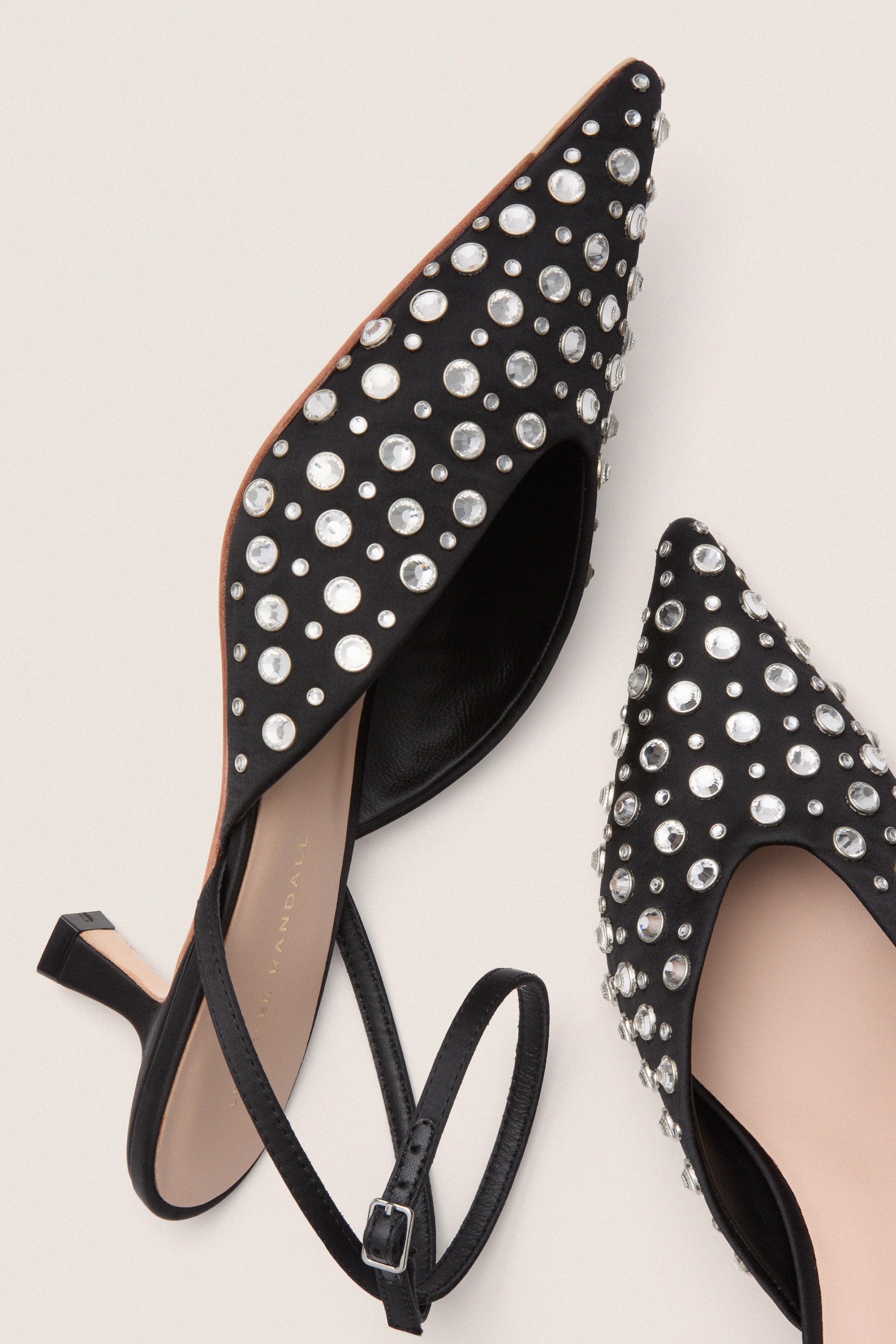Black Satin with Crystal Rio Heels