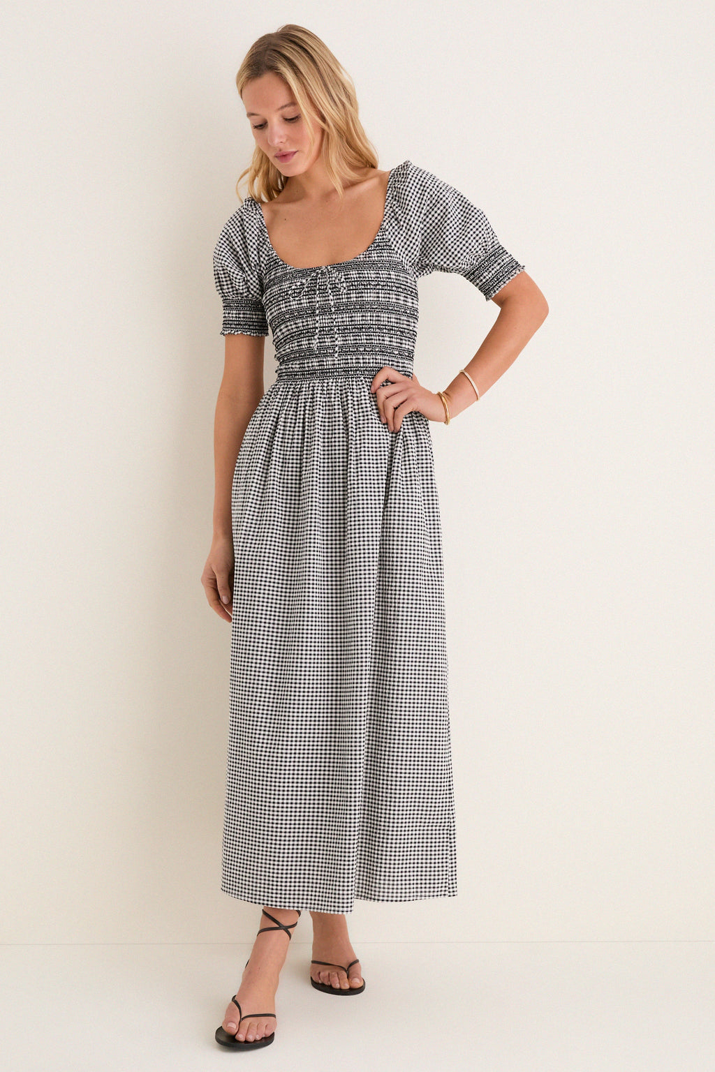 Black and Sand Gingham Madeline Nap Dress