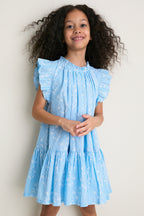 Blue Drewdrop Block Print Harper Dress