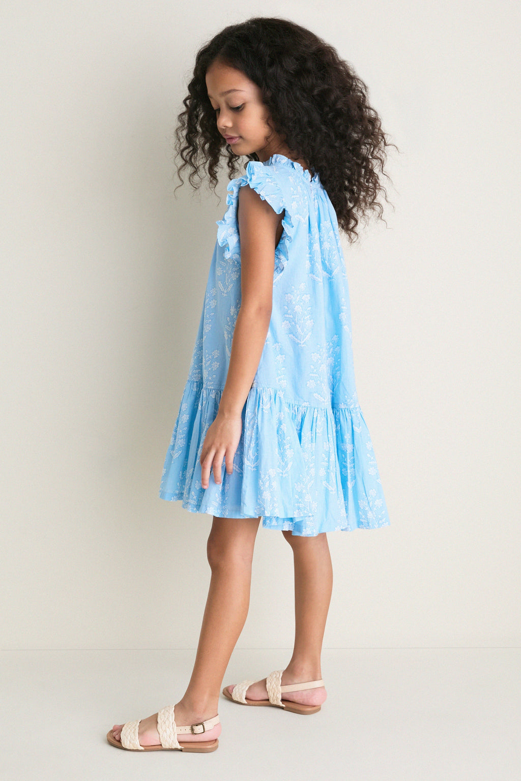 Blue Drewdrop Block Print Harper Dress