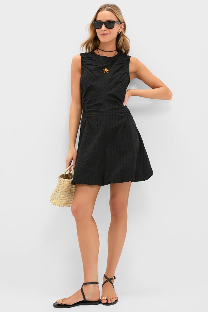 Black Seersucker Alisa Dress