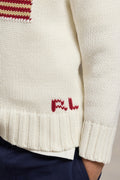 White Little Boys Flag Cotton Crewneck Sweater