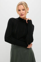 Black Pointelle Knit Allen Turtleneck