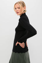 Black Pointelle Knit Allen Turtleneck