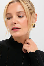 Black Pointelle Knit Allen Turtleneck