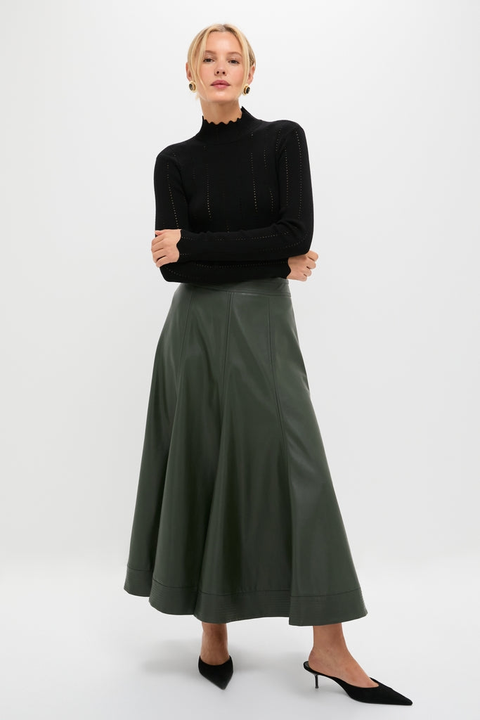 Black Pointelle Knit Allen Turtleneck