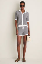 White and Black Villiers Knit Short