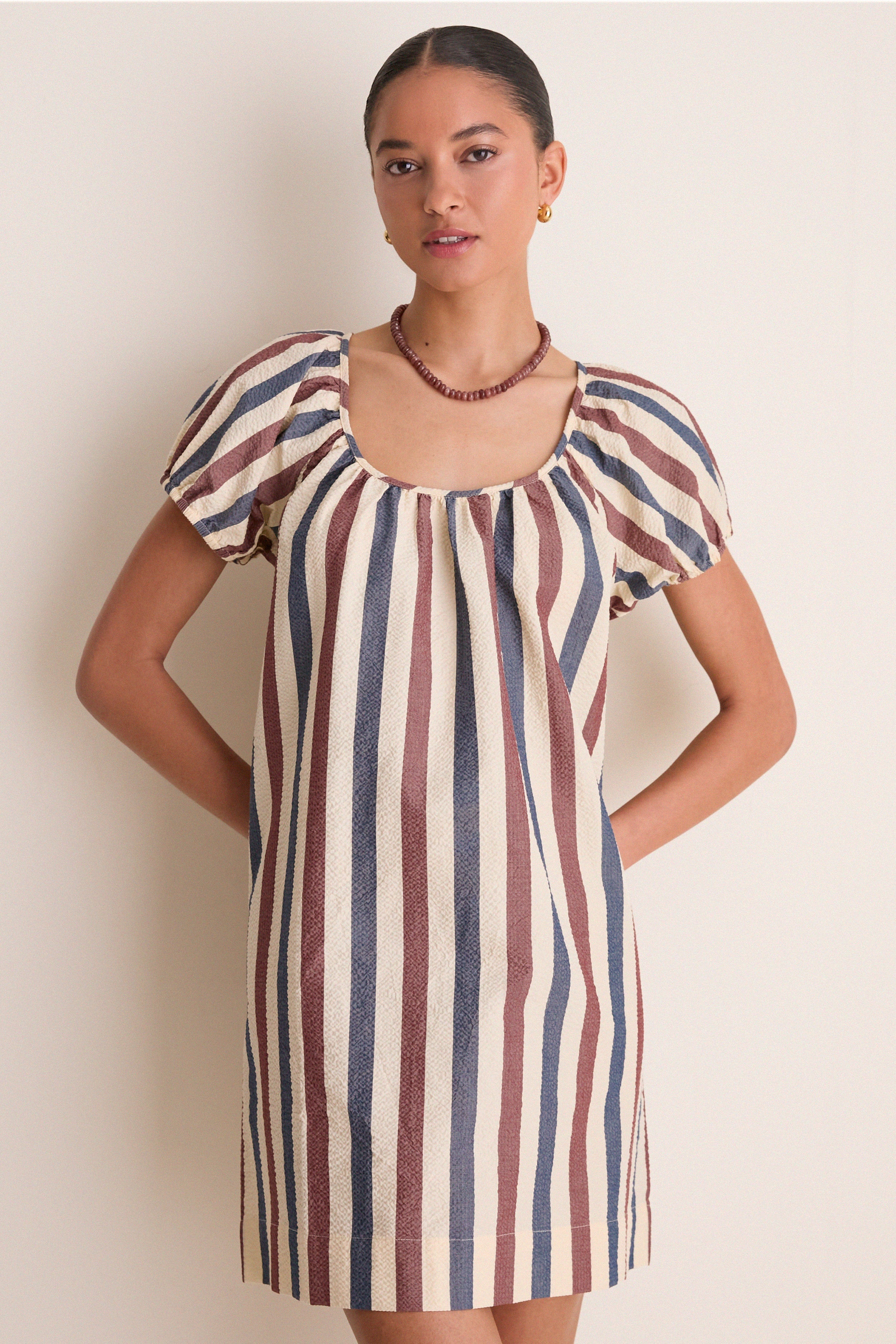 Boardwalk Stripe Seersucker Brittany Coverup
