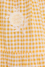 Honey Gingham Embroidered Long Sleeve Salty Paloma Caftan