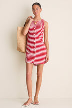 Scarlet Stripe Mini Bermuda Terrycloth Coverup