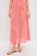 Coral Cotton Eyelet Eve Skirt