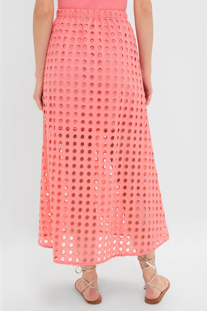 Coral Cotton Eyelet Eve Skirt