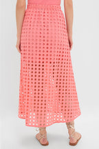 Coral Cotton Eyelet Eve Skirt