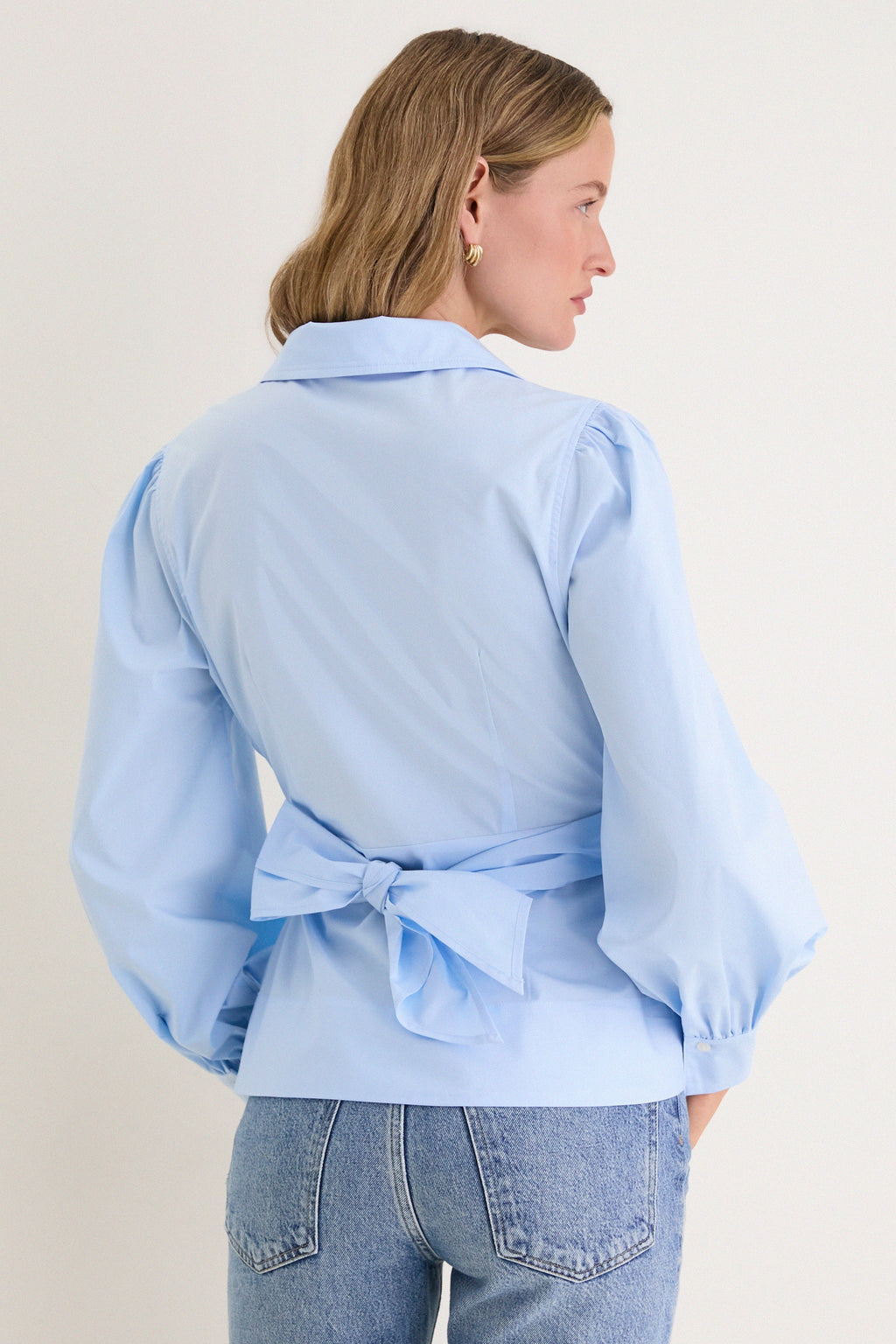 French Blue Tie Front Bow Bea Blouse