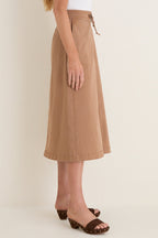 Truffle Brown Chino Belted Paulette Skirt
