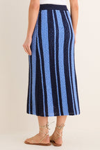 Navy & Baby Blue Striped Knit Ren Skirt