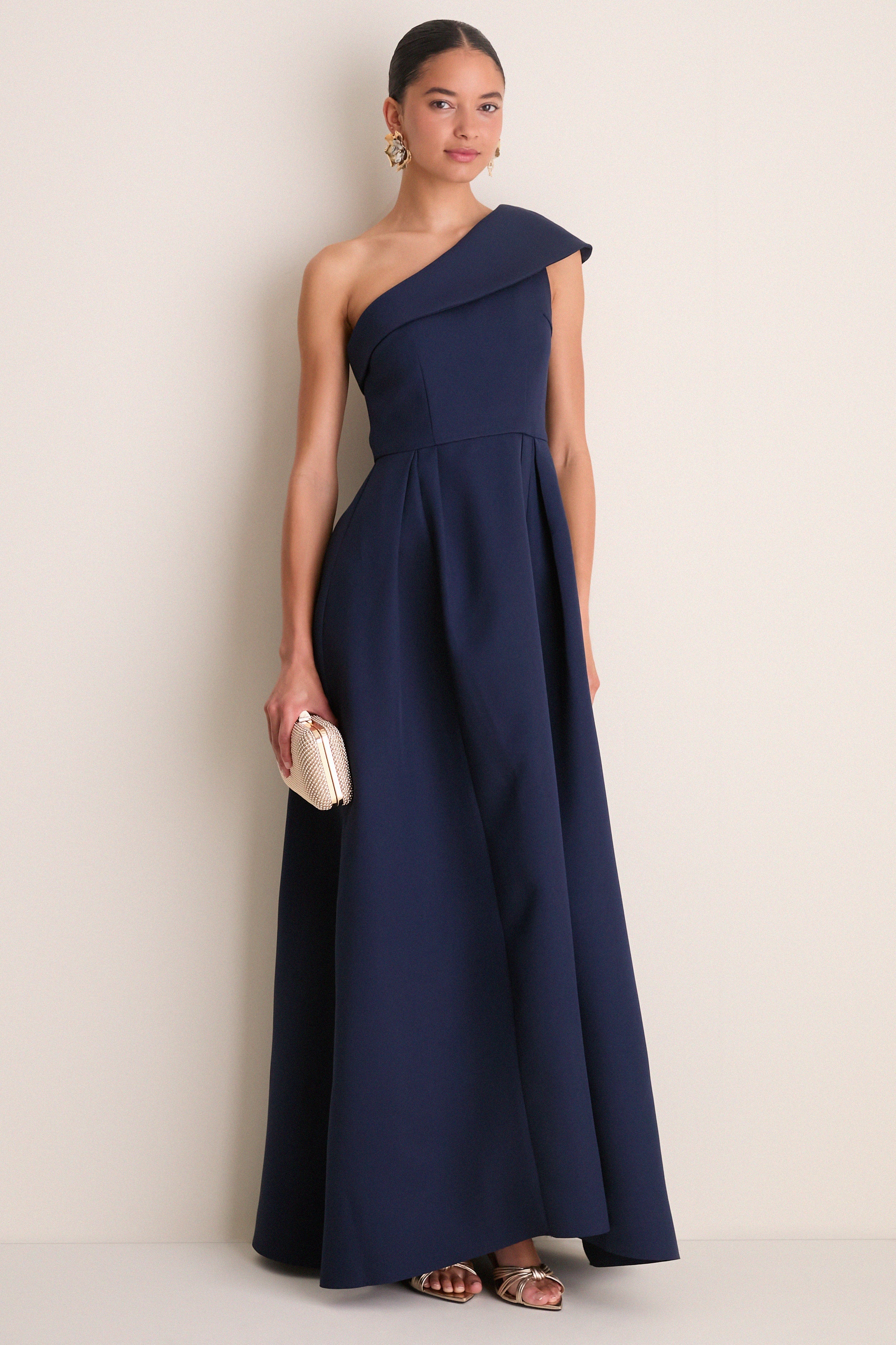 Navy Saphine One Shoulder Gown