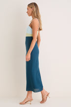 Ocean Mist Colorblock Linen Hailey Maxi Dress