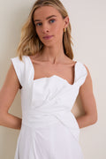 White Cotton Poplin 3D Floral Dress
