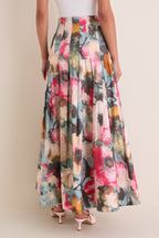 Mist Multi Floral Printed Cotton Full Skirt