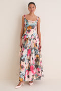 Mist Multi Floral Printed Cotton Full Skirt