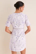 Lilac Floral Crystal Embellished Floria Mini Dress