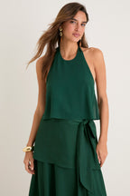 Verdant Green Crepe Claudette Top