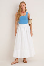 White Cotton Poplin Nicole Circle Skirt