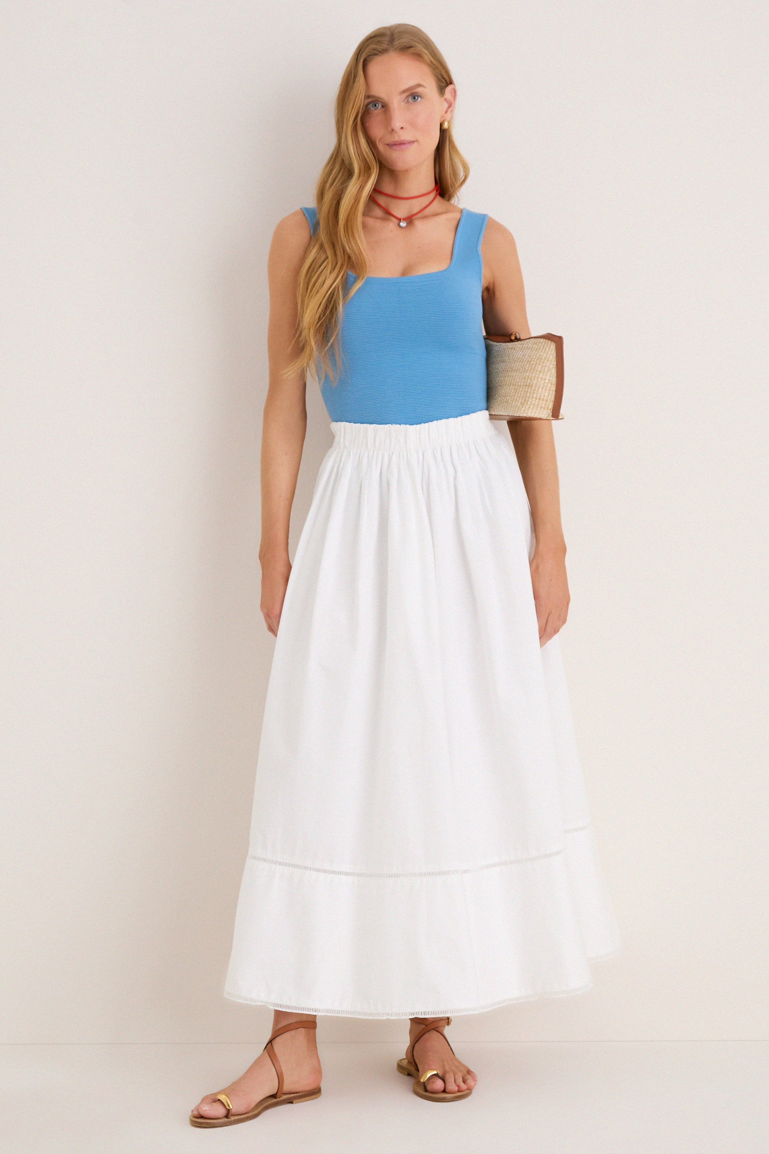 White Cotton Poplin Nicole Circle Skirt