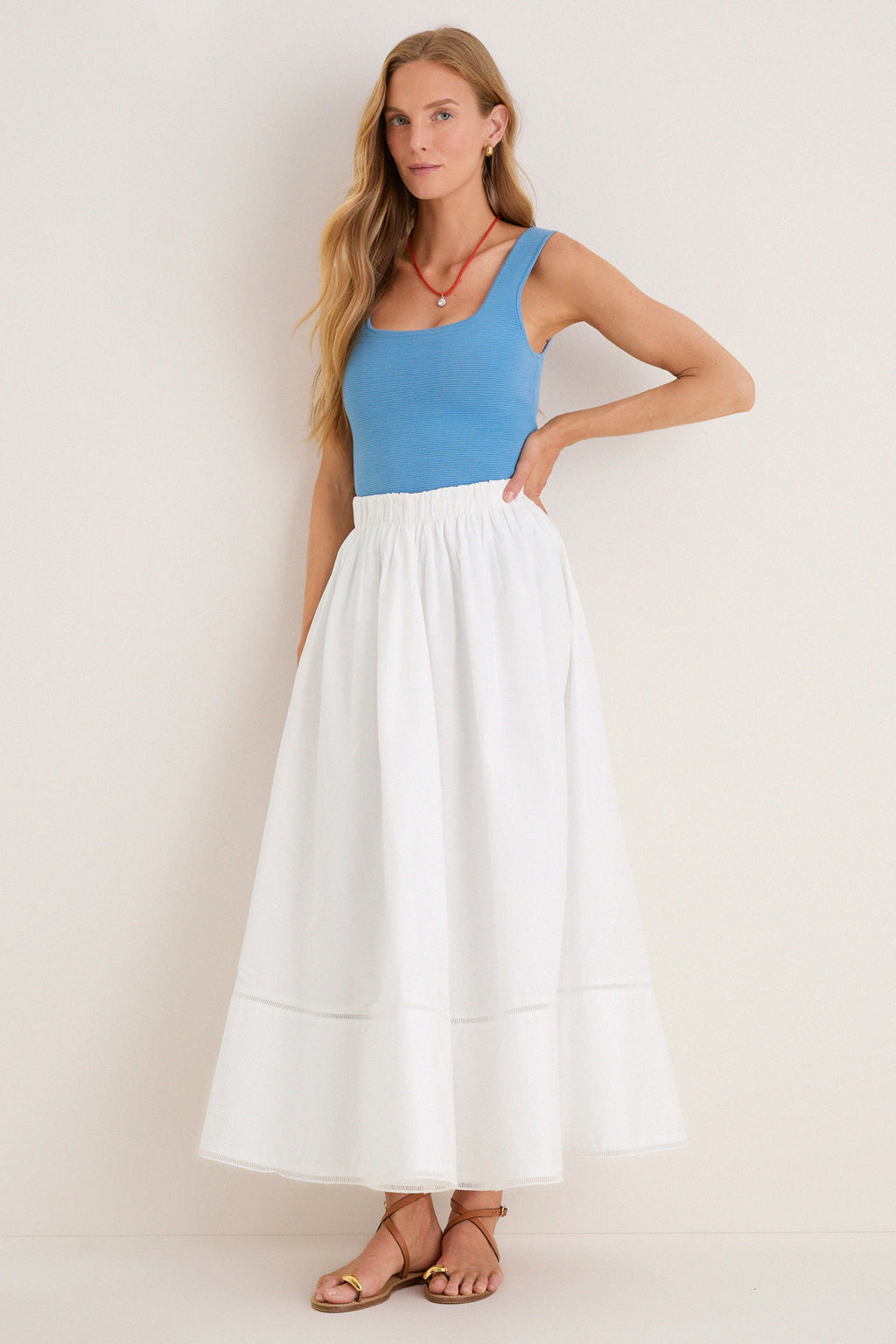 White Cotton Poplin Nicole Circle Skirt