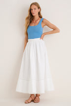 White Cotton Poplin Nicole Circle Skirt