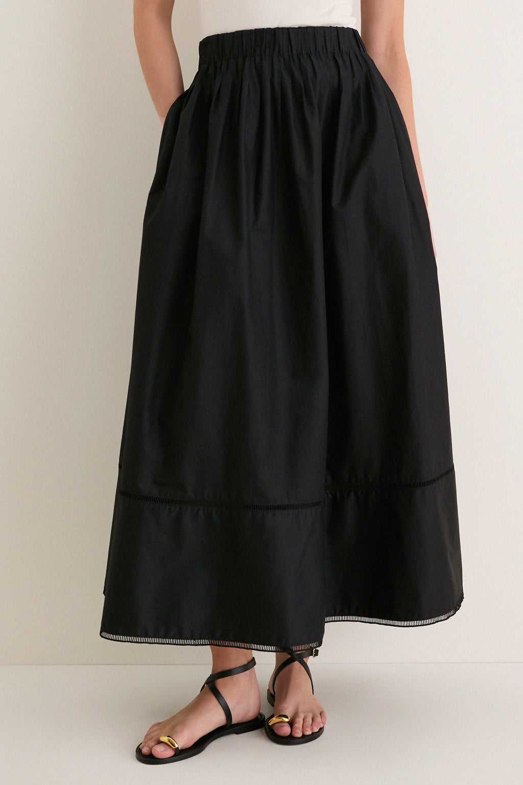 Black Cotton Poplin Nicole Circle Skirt