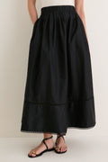 Black Cotton Poplin Nicole Circle Skirt