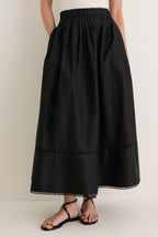 Black Cotton Poplin Nicole Circle Skirt
