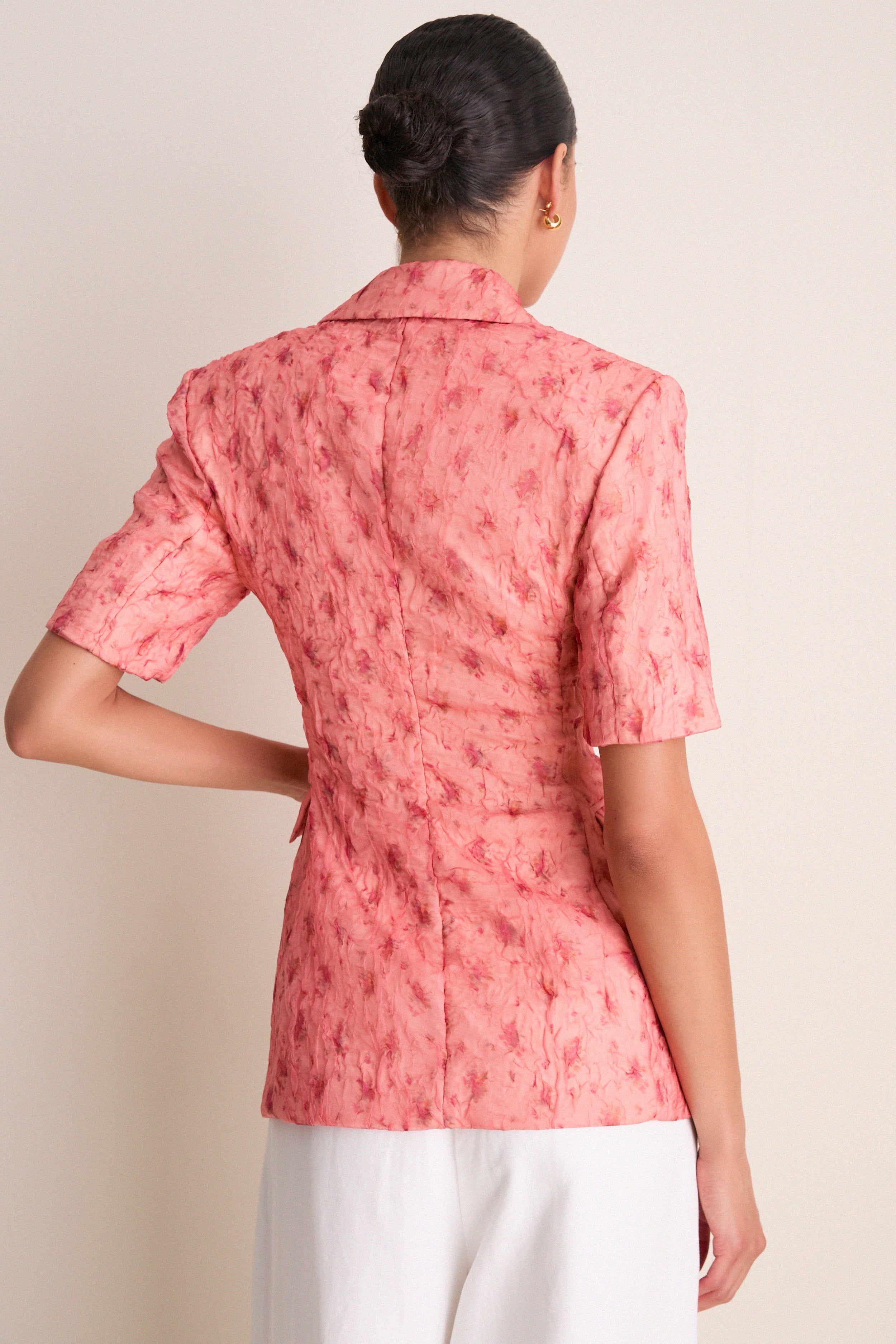 Lantana Shibori Organza Short Sleeve Blazer