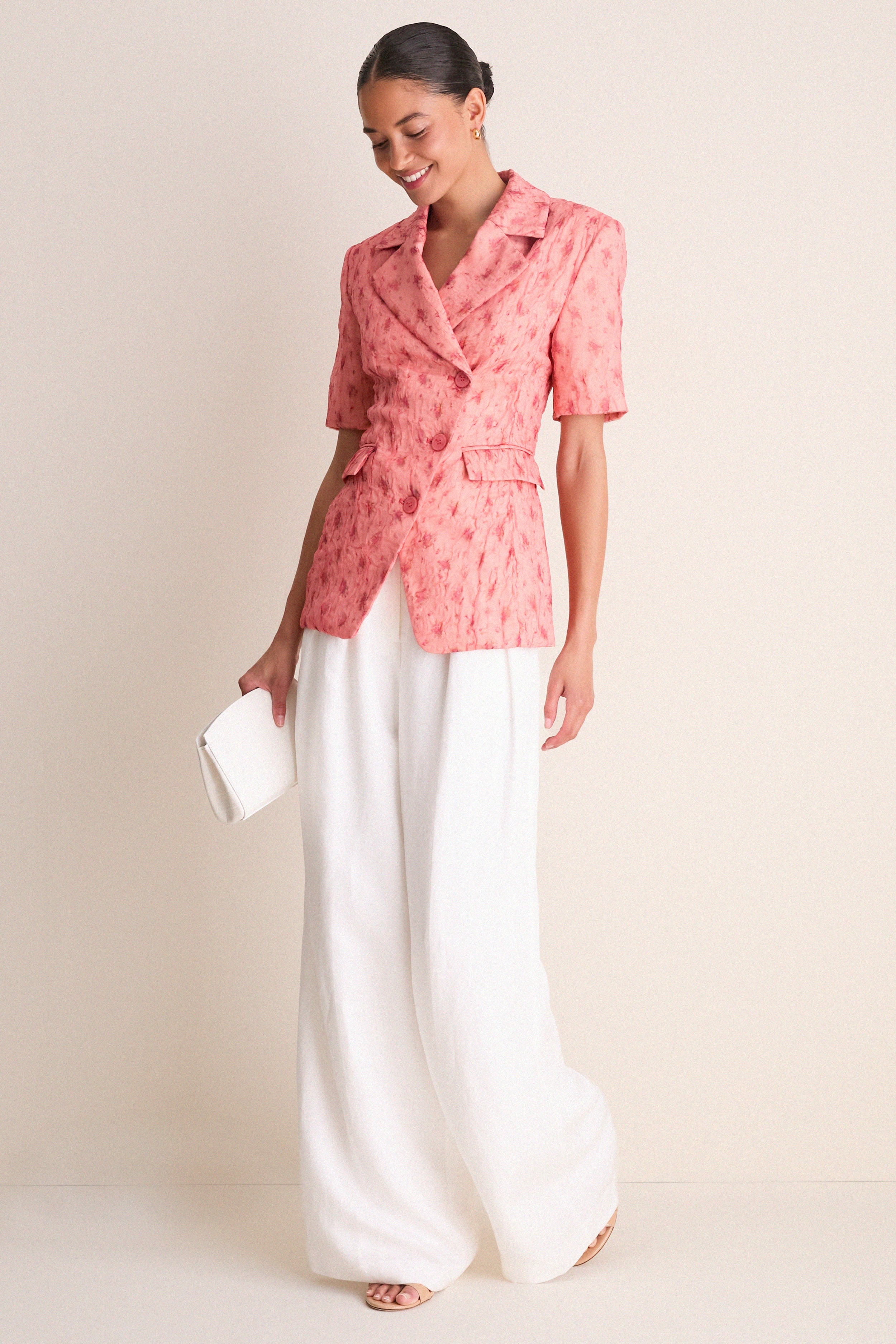 Lantana Shibori Organza Short Sleeve Blazer