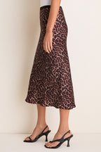 Black and Brown Printed Bar Silk Skirt