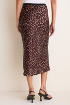 Black and Brown Printed Bar Silk Skirt