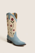 THE GREAT. x Stetson Washed Indigo Floral Cowboy Boot