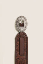 THE GREAT. x Stetson Brown and Silver Tooled Waist Belt
