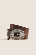 THE GREAT. x Stetson Brown and Silver Tooled Waist Belt