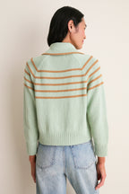 Seafoam Scholar Cardigan with Crochet Stripes