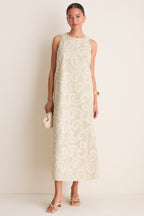 Celadon Scroll Embroidered Portia Dress