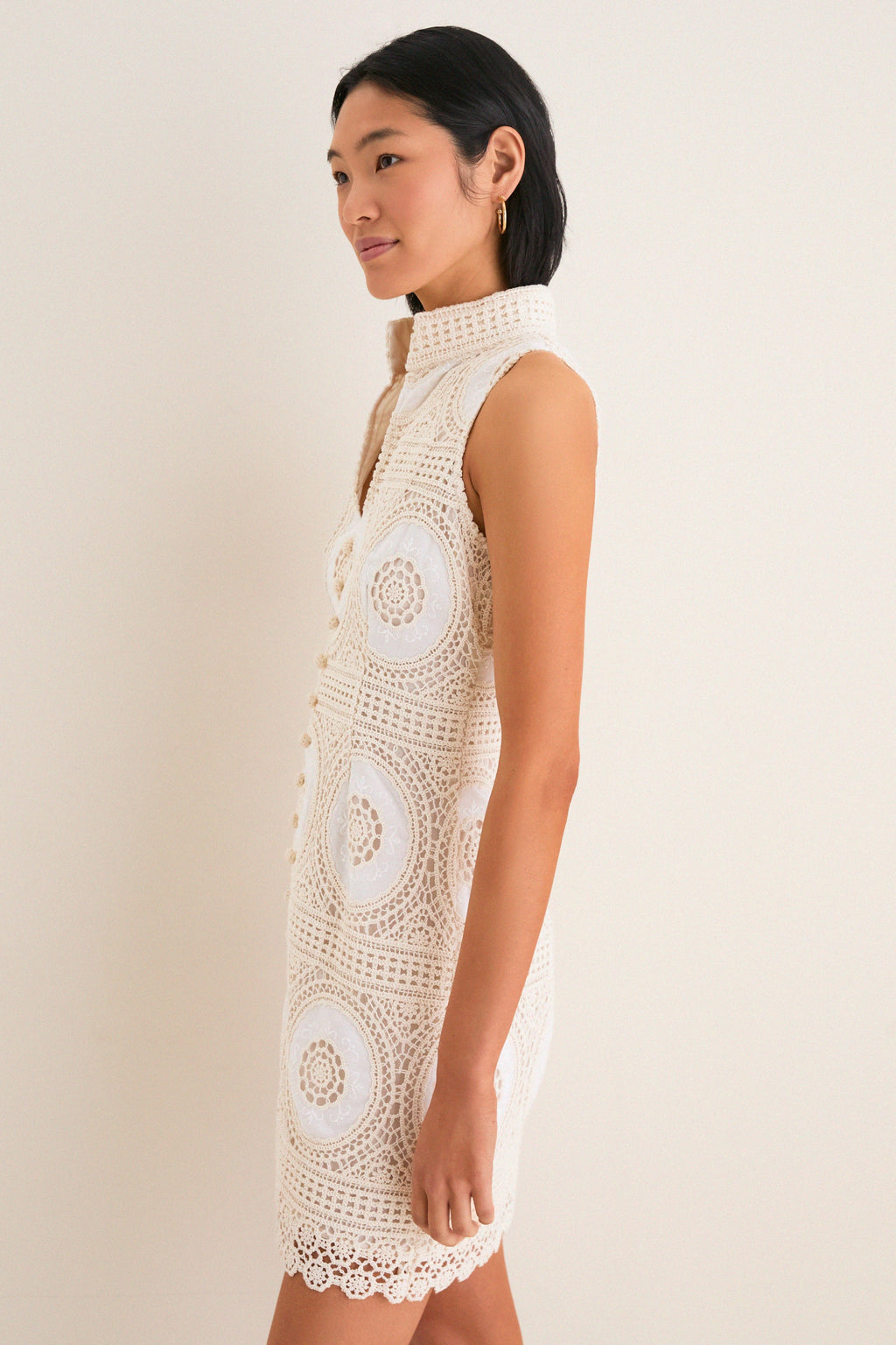 Meringue Medallion Crochet Leighton Mini Dress