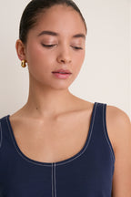Navy Ponte Violette Column Dress