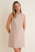 Mocha Gingham Yvette Mini Dress
