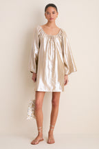 Gold Metallic Claudine Mini Dress