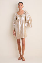 Gold Metallic Claudine Mini Dress