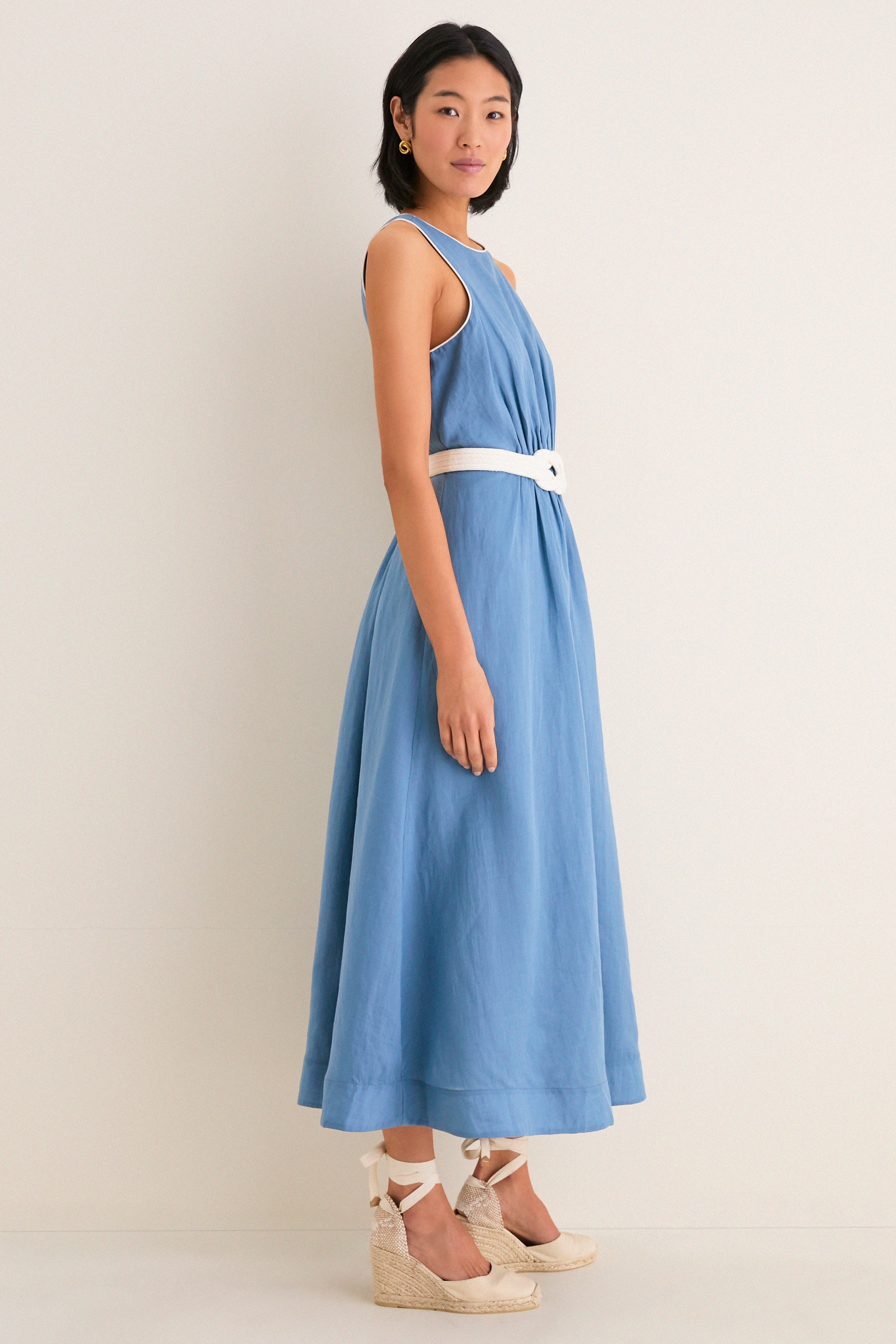 Provincial Blue Rope Belt Leonie Dress